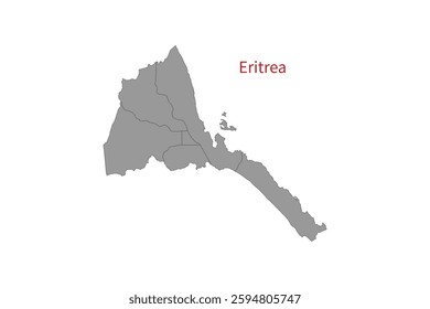 Eritrea map isolated on white background. Map silhouette of Eritrea. For website layouts, background, education, precise, customizable. Earth geography.