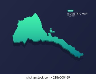 Eritrea map of isometric green gradient vector illustration.