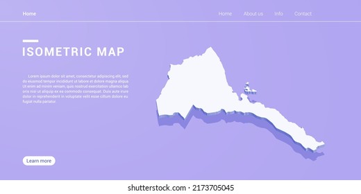 Eritrea map of isometric purple vector illustration. Web banner layout template.