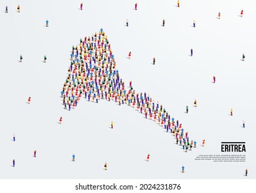Eritrea Map. Large group of people form to create a shape of Eritrea Map. vector illustration.