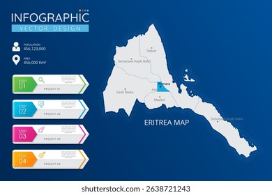 Eritrea map with location pointer marks. High detailed country map with division, cities and capital infographic template. Vector illustration EPS10