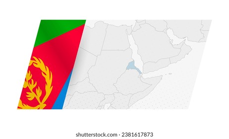 Eritrea Karte im modernen Stil mit der Flagge von Eritrea auf der linken Seite. Vektorgrafik einer Karte.