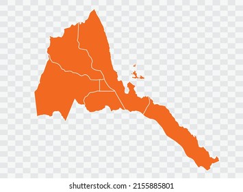 Eritrea map orange Color on White Backgound  illustration eps 10