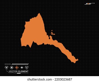 Eritrea map of orange digital frame HUD, GUI, UI interface technology radar vector.