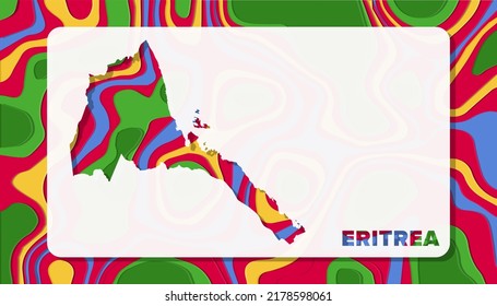 Mapa de Eritrea con forma de fondo de ondas de corte de papel perfecta para tarjeta de felicitación, papel de escritorio y pancarta