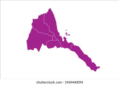 Eritrea Map pink Color on White Backgound