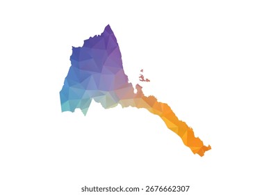 Eritrea Mapa - Ilustración vectorial de estilo polígono en degradado de arco iris, diseño geométrico multicolor de bajo poli, aislado sobre fondo blanco, adecuado para informes y proyectos creativos.