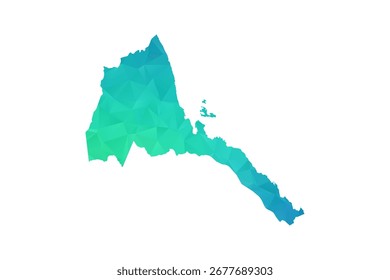 Eritrea Map - Polygon Style Vector Illustration in Green and Blue Gradient, Low Poly Geometric Design, Isolated on White Background, Perfect for Infographics and Learning Use.