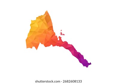 Mapa da Eritreia - Ilustração vetorial em estilo polígono em gradiente laranja e rosa, baixo design geométrico poly, isolado no fundo branco para infográficos e educação.