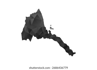 Mapa da Eritreia - Ilustração de vetor estilo polígono em preto e cinza gradiente, baixo projeto geométrico poly, isolado no fundo branco para infográficos e educação.
