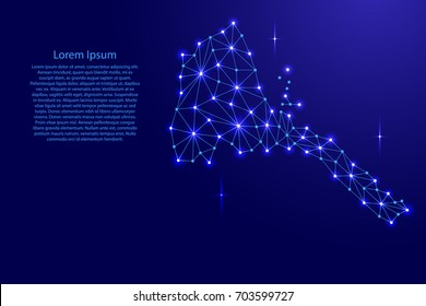 Eritrea map of polygonal mosaic lines network, rays and space stars of vector illustration.