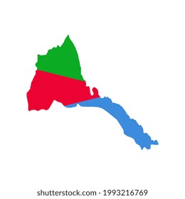 Eritrea map silhouette with flag on white background