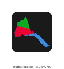 Eritrea map silhouette with flag on black background
