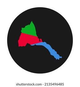 Silhouette de mapa de Eritrea con bandera sobre fondo negro