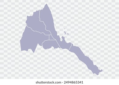 Eritrea Map silver Color on White Background quality files Png