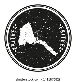 Eritrea Map Symbol Round Design Stamp Travel and Business.