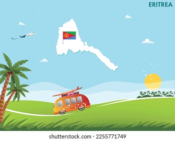 Eritrea map with travel and tourism theme vector illustration design