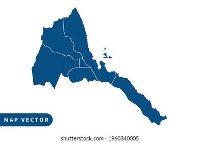 Eritrea map vector, blue color . on white background. vector eps 10.