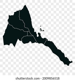 Eritrea map vector. dark color. isolated on transparent background.