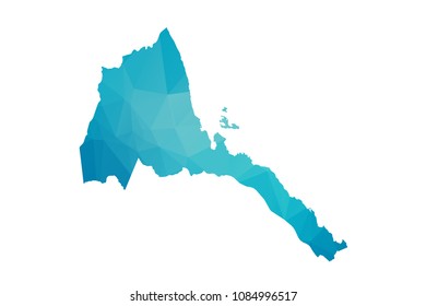 Eritrea map vector illustration in polygonal style,Low poly design on white background