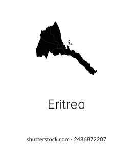 Eritrea Map Vector Illustration - Silhouette, Outline, Eritrea Travel and Tourism Map