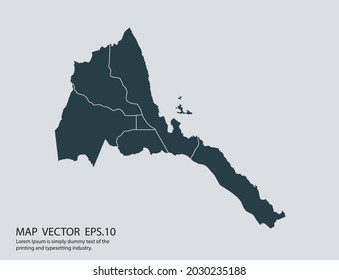 Eritrea map vector, isolated on gray background 