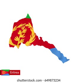 Eritrea map with waving flag of country. Vector illustration.