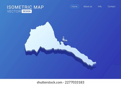 Eritrea mapea el blanco sobre el fondo azul con el concepto isométrico aislado de ilustración vectorial 3D.