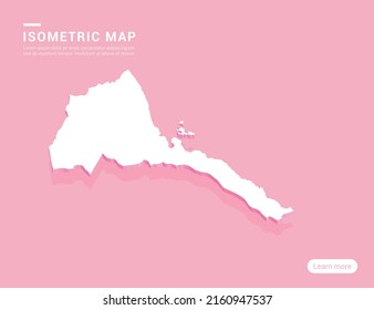 Eritrea map white on pink background with 3d isometric vector illustration.