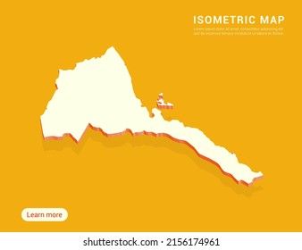 Eritrea mapea blanco sobre fondo amarillo con 3d ilustración vectorial isométrica.