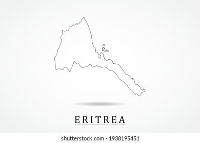 Eritrea Map- World Map International vector template with thin black outline or outline graphic sketch style and black color isolated on white background - Vector illustration eps 10