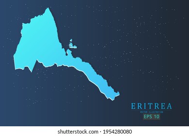 Mapa de Eritrea - Mapa Mundial Plantilla vectorial internacional con 3d, color azul gradiente y estrellas aisladas en el fondo de la galaxia - Ilustraciones vectoriales 10