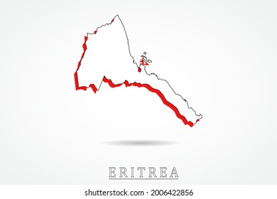 Eritrea Map - World Map International vector template with red and outline graphic sketch style isolated on white background - Vector illustration eps 10