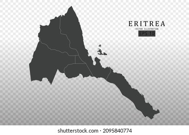 Eritrea Map - World Map International vector template with High detailed including black and grey outline color isolated on transparent background - Vector illustration eps 10