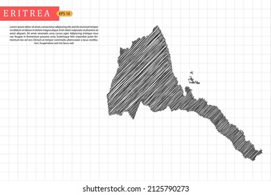 Eritrea Map - World Map International vector template with black outline graphic sketch and old school style isolated on white grid background - Vector illustration eps 10