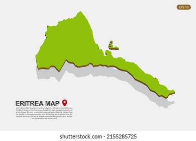Eritrea Map - World map International vector template with isometric style including shadow, green and brown color isolated on white background for design - Vector illustration eps 10