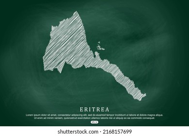 Eritrea Map - World Map International vector template with white outline graphic sketch and old school style  isolated on Green Chalkboard background - Vector illustration eps 10