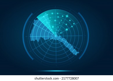 Eritrea Map - World Map International vector template with futuristic circle radar style HUD, GUI, UI interface isolated on blue background for design, infographic - Vector illustration eps 10