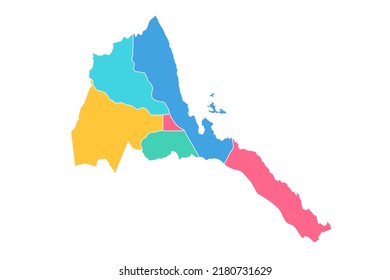 Eritrea Map - World Map International vector template with High detailed including blue, green, pink, and yellow outline color isolated on white background - Vector illustration eps 10
