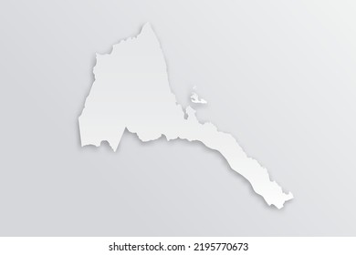 Eritrea Map - Weltkarte Internationale Vektorvorlage mit 3D, Papierstil mit Schatten und Weiß auf grauem Hintergrund für Design, Bildung, Infografik - Vektorgrafik eps10