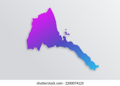 Eritrea Map - World map International vector template with 3D, paper style including shadow and Gradient blue, purple color on grey background for design, infographic - Vector illustration eps 10
