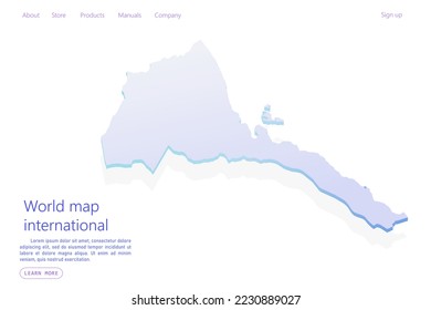 Eritrea Map - World map International vector template with isometric style including shadow, purple and blue color isolated on white background for design, website - Vector illustration eps 10