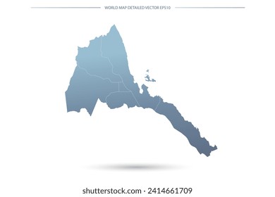 Eritrea Map - World Map International vector template with High detailed including grey and blue gradient color and white outline color isolated on white background - Vector illustration eps 10