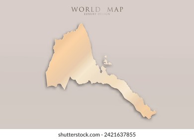 Mapa de Eritrea - Mapa mundial Planilla vectorial internacional con 3D, diseño de lujo dorado incluida sombra sobre fondo brillante para diseño, educación, sitio web, infografía - Ilustración vectorial eps 10
