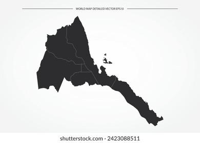Eritrea Map - World Map International vector template with High detailed with black and white outline color isolated on white background - Vector illustration eps 10