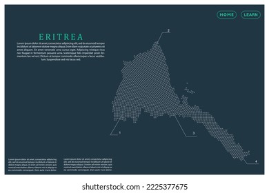 Eritrea Map - World map vector template with Grey dots, grid, grunge, halftone style isolated on green background for education, infographic, design, website, banner - Vector illustration eps 10
