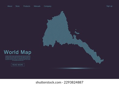 Eritrea Map - World map vector template with blue dots, grid, grunge, halftone style isolated on dark purple background for website, infographic, technology design - Vector illustration eps 10