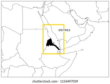 Eritrea map yellow frame geography national 