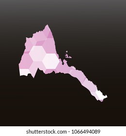 Eritrea map-Purple map made of hexagon on black and gray background, gradient color. Vector illustration eps 10.