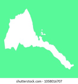 Eritrea map-White map on green background. Each city and border has separately. Vector illustration eps 10.